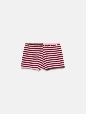 Zara Pink Burgundy Striped Button Knit Micro Shorts NWT